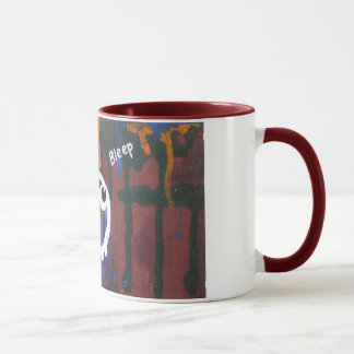 "Bleep" space graffiti mug