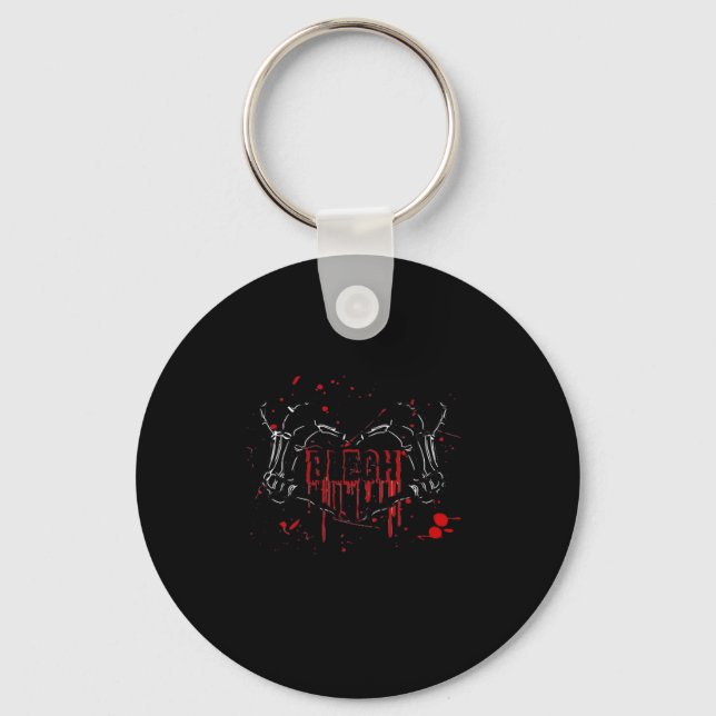 Blegh Breakdown, Skeleton Heart Hands, Emo Band, S Keychain (Front)