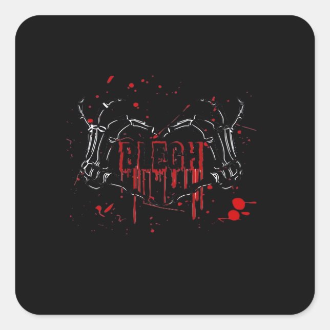 Blegh Breakdown, Skeleton Heart Hands, Emo Band, S Square Sticker (Front)