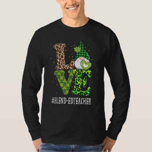Blend ed Teacher Love St Patricks Day Gnome Leopar T-Shirt