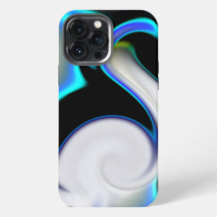 Blend of smooth with blue neon curves over shadow  iPhone 13 pro max case