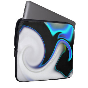 Blend of smooth with blue neon curves over shadow  laptop sleeve