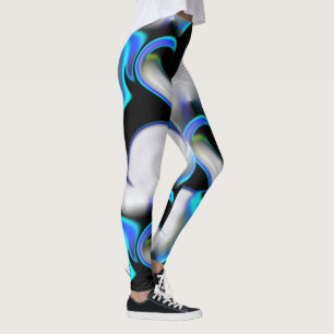 Blend of smooth with blue neon curves over shadow  leggings