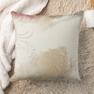 Blend of Soft Cream, Tan and Red   Throw Pillow