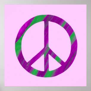 Blended Purple and Green Peace Sign Posters