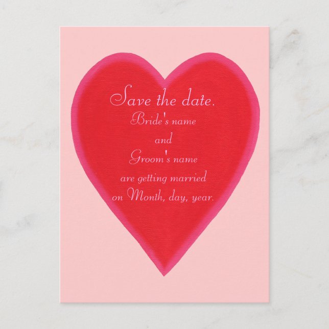 Blended Red Heart, Wedding Save the date Postcards (Front)