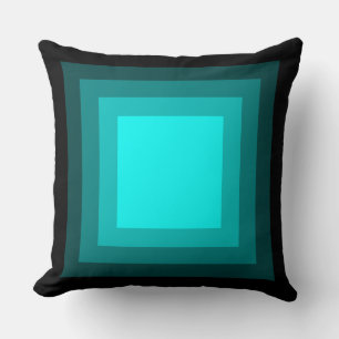 Blended Squares - Black to Cyan Throw Pillow