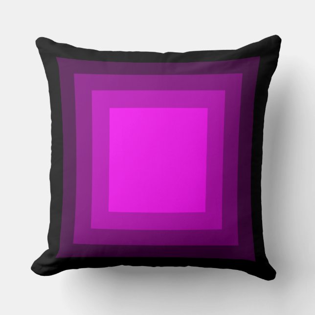 Blended Squares - Black to Magenta Throw Pillow (Front)