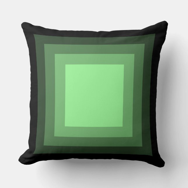 Blended Squares - Black to Mint Green Throw Pillow (Front)