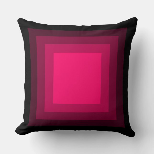 Blended Squares - Black to Neon Red Throw Pillow (Front)