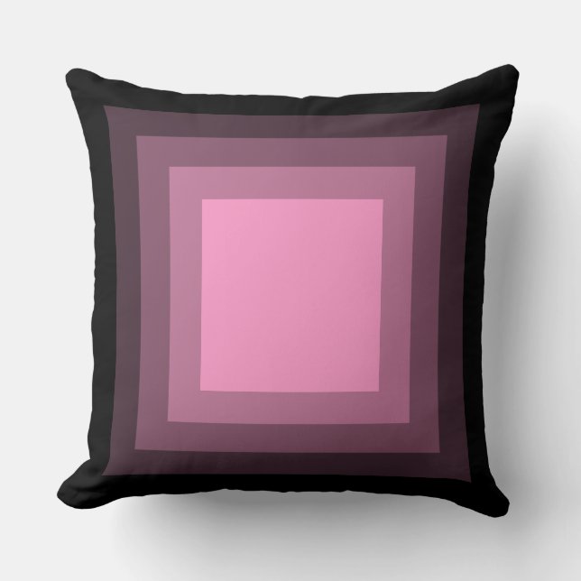 Blended Squares - Black to Pink Throw Pillow (Front)