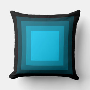 Blended Squares - Black to Sky Blue Throw Pillow