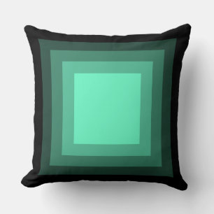 Blended Squares - Black to Turquoise Throw Pillow