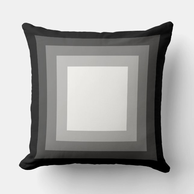 Blended Squares - Black to White Throw Pillow (Front)