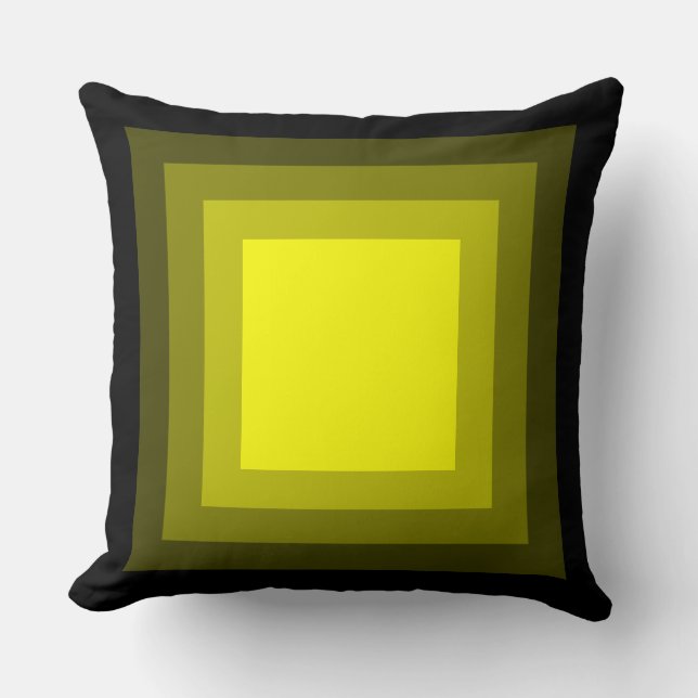 Blended Squares - Black to Yellow Throw Pillow (Front)