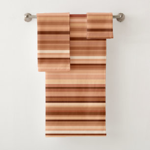 Blended Stripes, Brown, Tan and Cream      Bath Towel Set