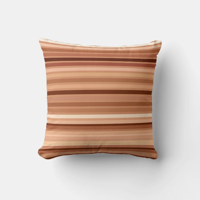 Blended Stripes, Brown, Tan and Cream      Throw Pillow (Front)