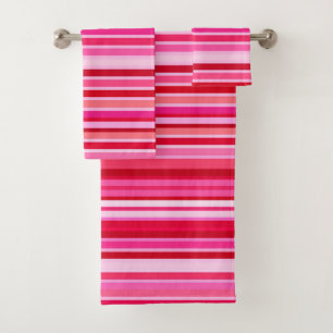 Blended Stripes, Fuchsia, Maroon and Pink Bath Towel Set