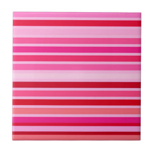 Blended Stripes, Fuchsia, Maroon and Pink Ceramic Tile