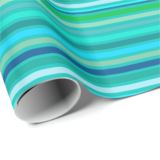Blended Stripes, Ocean Blue and Turquoise Wrapping Paper (Roll Corner)