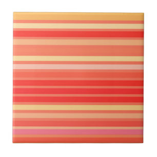 Blended Stripes, Shades of Coral Orange Tile