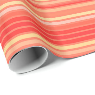 Blended Stripes, Shades of Coral Orange Wrapping Paper
