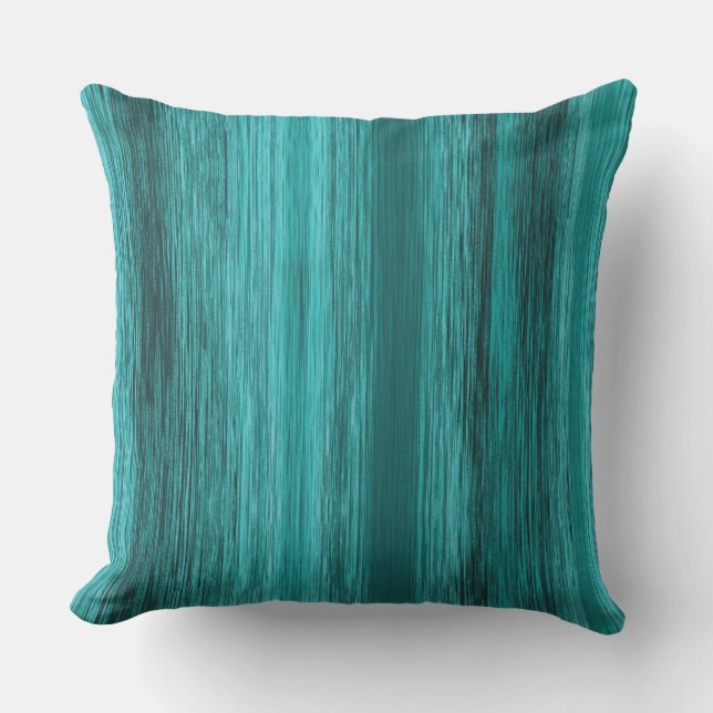 Blended Teal Blue Green Stripes Outdoor Pillow (Front)