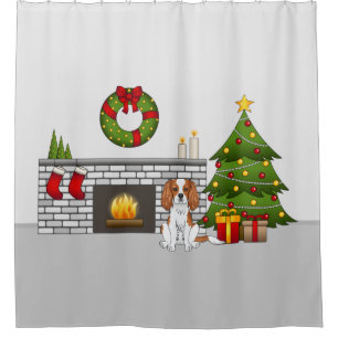 Blenheim Cavalier Dog In A Festive Christmas Room