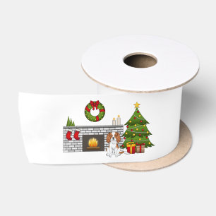 Blenheim Cavalier Dog In A Festive Christmas Room Satin Ribbon