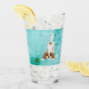 Blenheim Cavalier King Charles Spaniel and Frog Glass