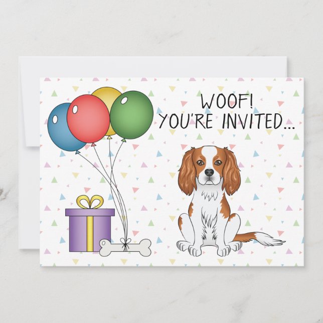 Blenheim Cavalier King Charles Spaniel - Birthday Invitation (Front)