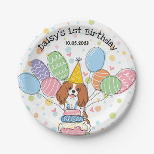 Blenheim Cavalier King Charles Spaniel Birthday Paper Plate