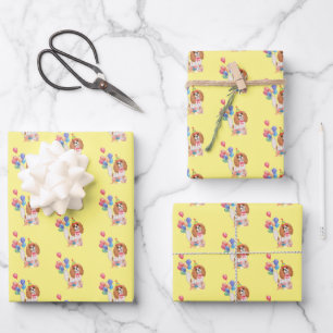 Blenheim Cavalier King Charles Spaniel Birthday Wrapping Paper Sheet