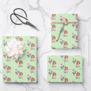 Blenheim Cavalier King Charles Spaniel Birthday Wrapping Paper Sheet