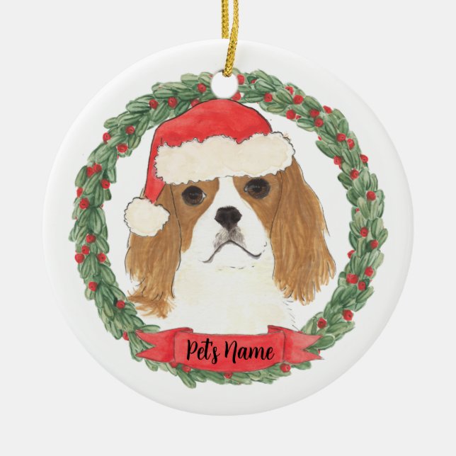 Blenheim Cavalier King Charles Spaniel Ceramic Ornament (Front)
