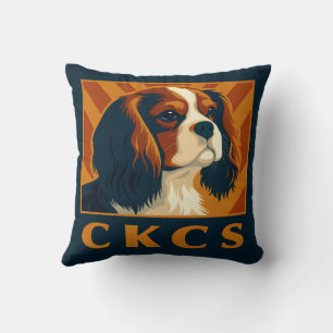 Blenheim Cavalier King Charles Spaniel CKCS Retro Throw Pillow