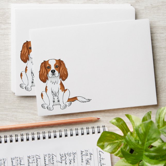 Blenheim Cavalier King Charles Spaniel Dog Sitting Envelope (Stacked)