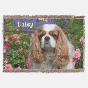 Blenheim Cavalier King Charles Spaniel in Flowers Throw Blanket