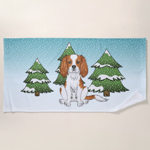 Blenheim Cavalier King Charles Spaniel In Winter Beach Towel