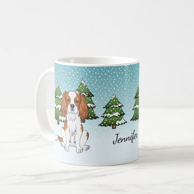 Blenheim Cavalier King Charles Spaniel In Winter Coffee Mug (Front Left)