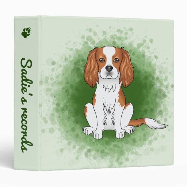 Blenheim Cavalier King Charles Spaniel On Green 3  Binder (Front/Spine)