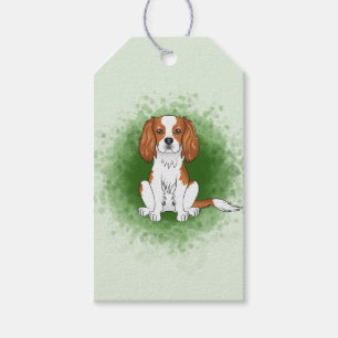 Blenheim Cavalier King Charles Spaniel On Green Gift Tags