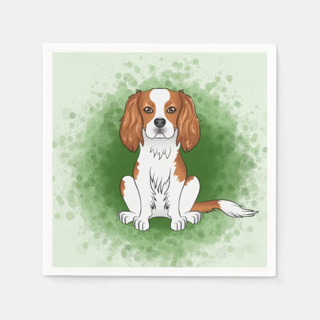 Blenheim Cavalier King Charles Spaniel On Green Napkin (Front)