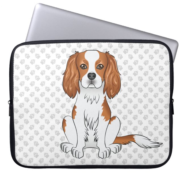 Blenheim Cavalier King Charles Spaniel & Paws Laptop Sleeve (Front)