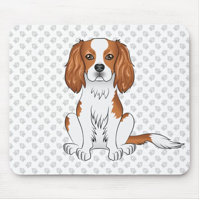 Blenheim Cavalier King Charles Spaniel & Paws Mouse Pad (Front)