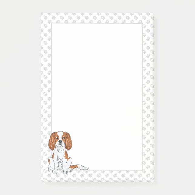 Blenheim Cavalier King Charles Spaniel & Paws Post-it Notes (Front)