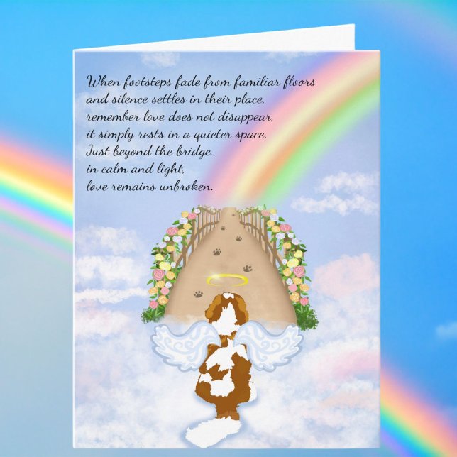Blenheim Cavalier Rainbow Clouds Bridge Sympathy Card (Creator Uploaded)