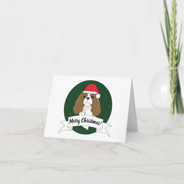 Blenheim King Charles Cavalier Christmas Card (Front)