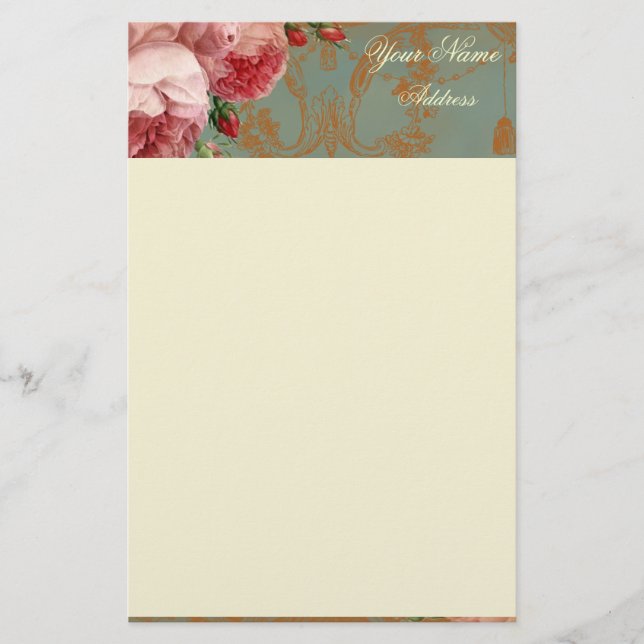 Blenheim Rose Personalised Stationery (Front)