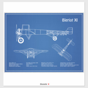 Bleriot XI - Airplane Blueprint Drawing Plans AD